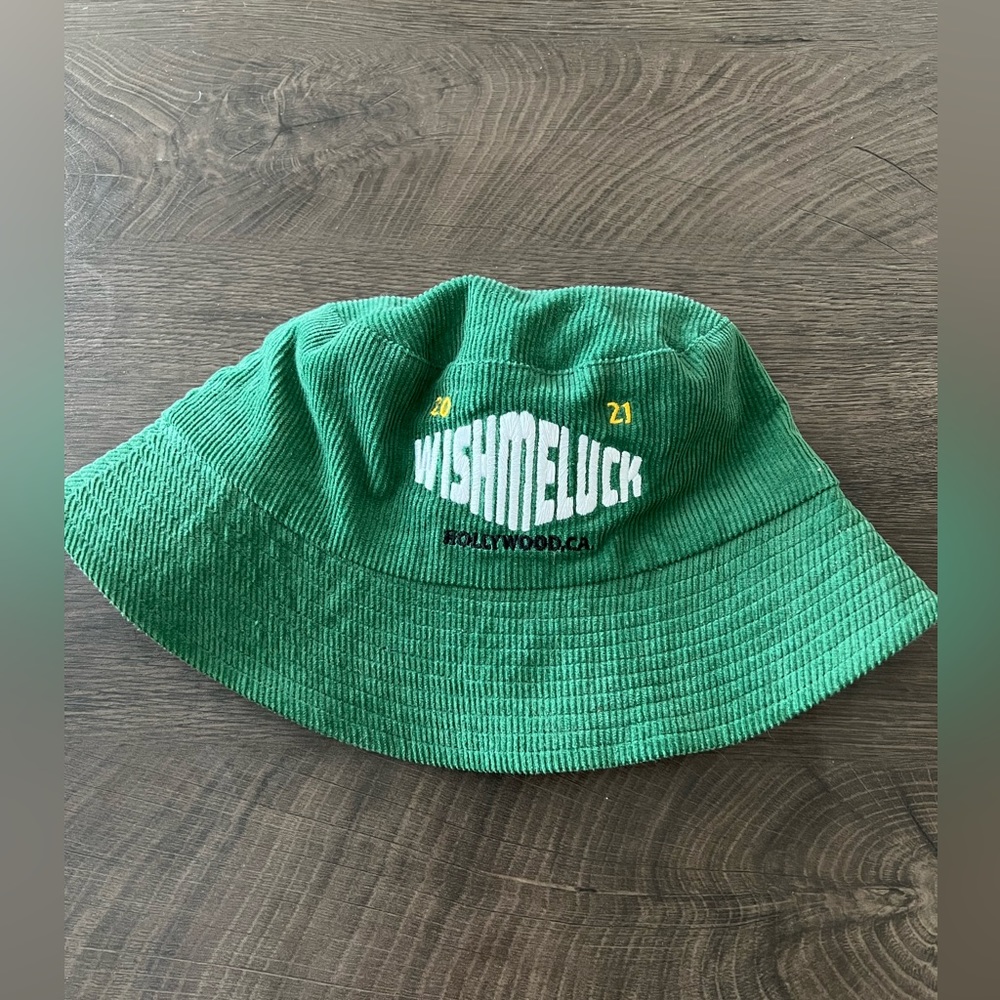 Wish Me Luck Los Angeles Green Corduroy Bucket Hat size large - worn once!